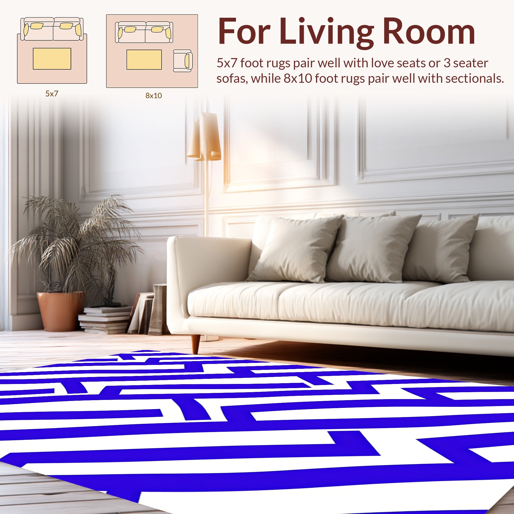 Bold Blue Intersecting Lines Abstract Pattern Rug