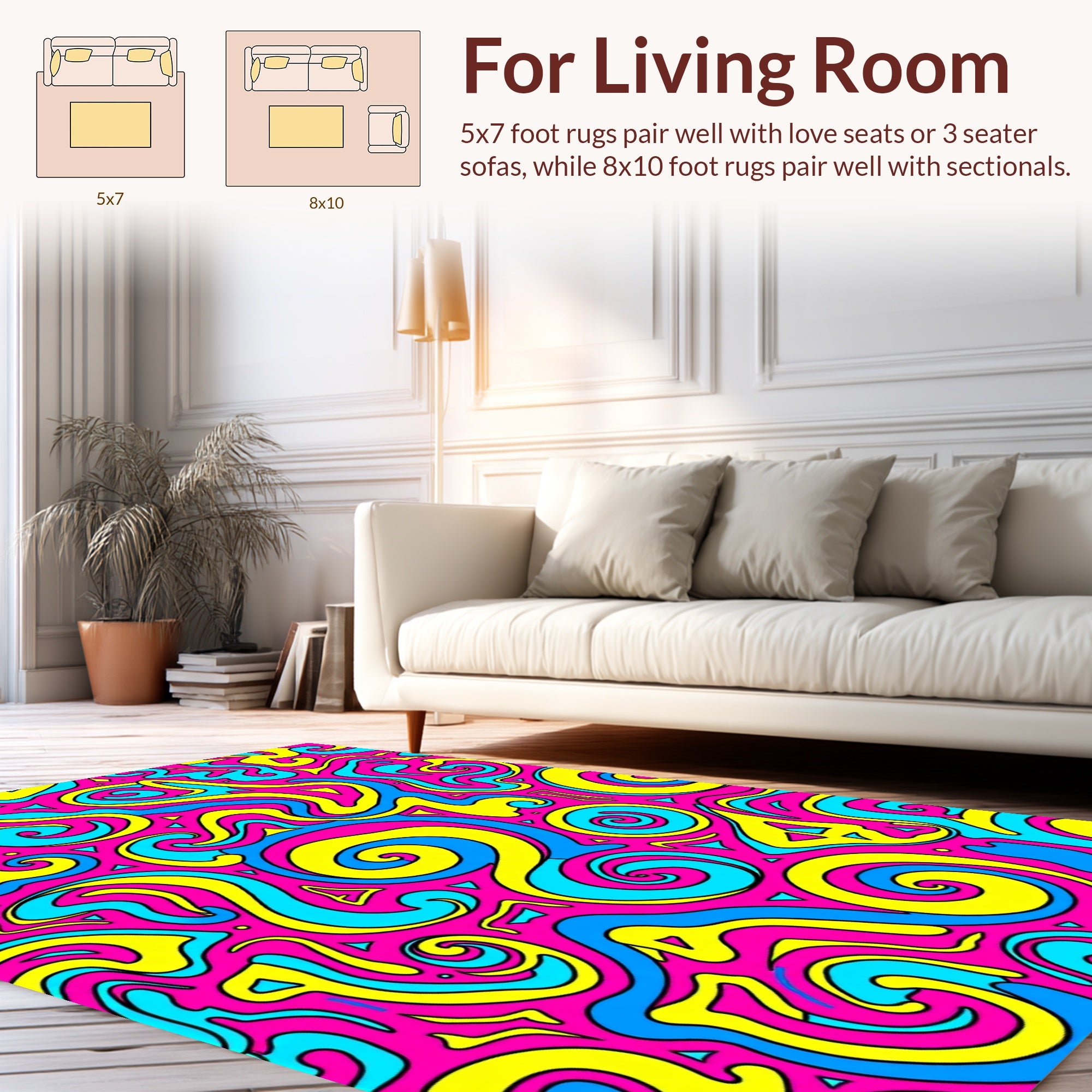 Psychedelic Swirls Neon Pattern Rug