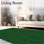 Deep Forest Green Feathered Leaf Rug