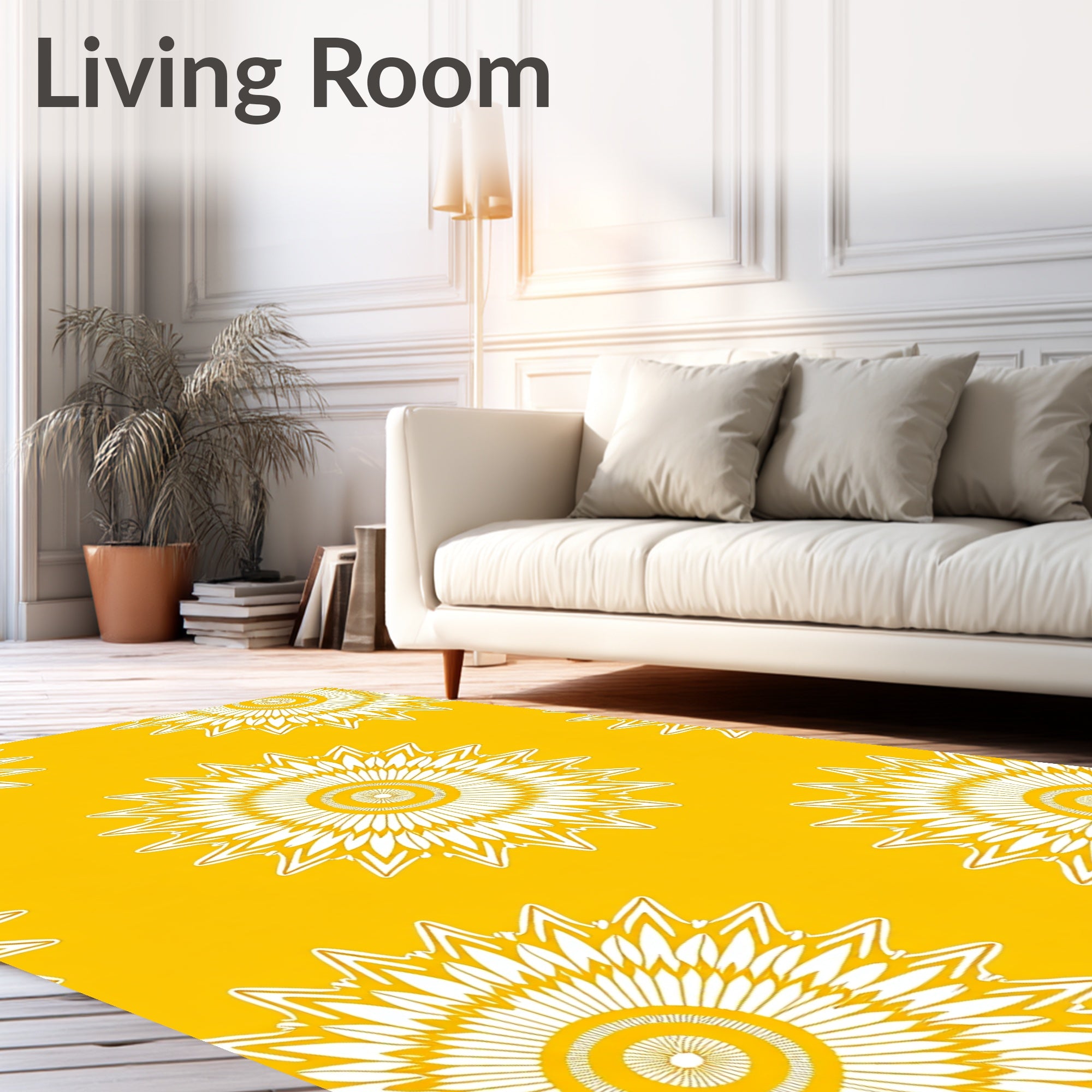 Radiant Sunburst Floral Pattern Rug