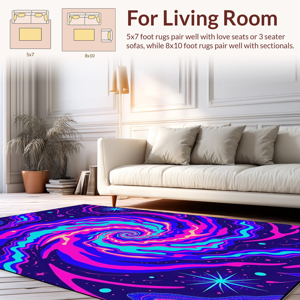 Vibrant Swirl Pattern With Cosmic Accents Rug