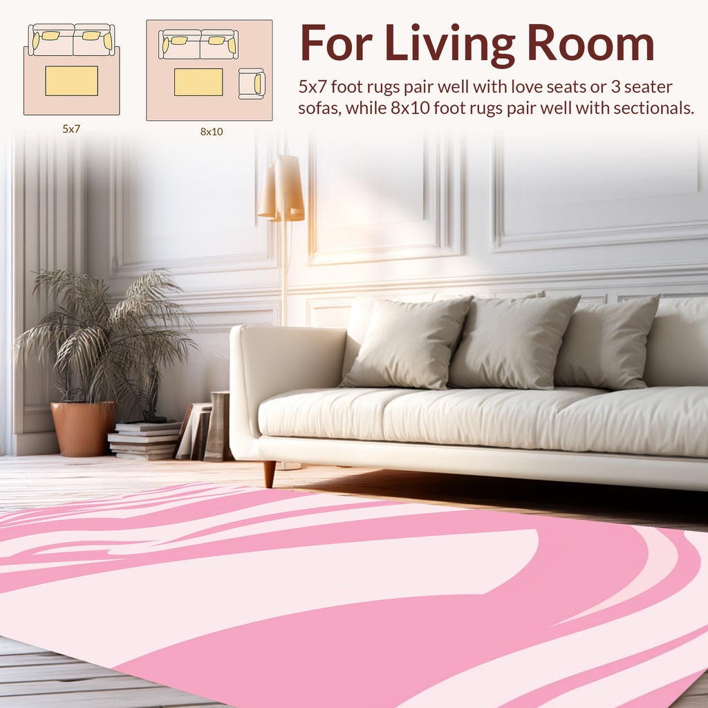 Pink Abstract Waves Pattern Rug