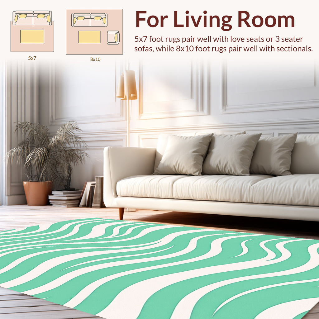 Aqua Cream Wavy Flow Rug