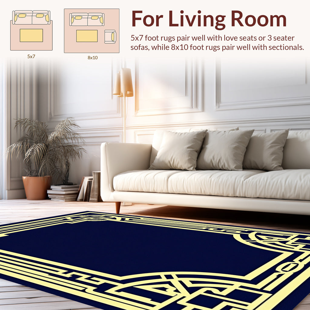 Geometric Art Deco Style Border Design Rug