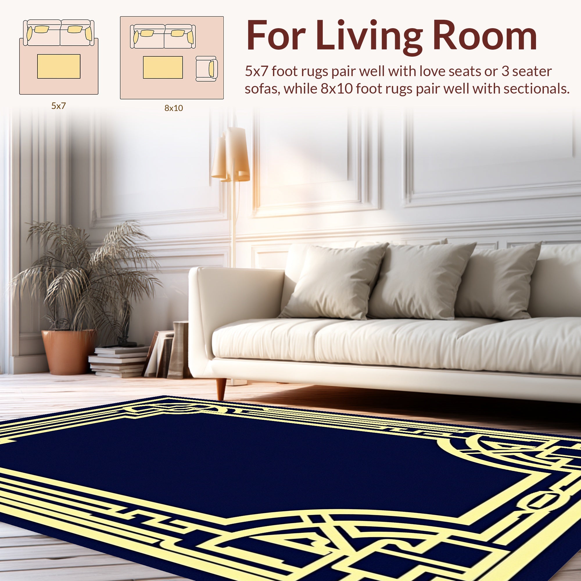 Geometric Art Deco Style Border Design Rug
