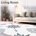 Monochromatic Snowflake Mandala Art Rug