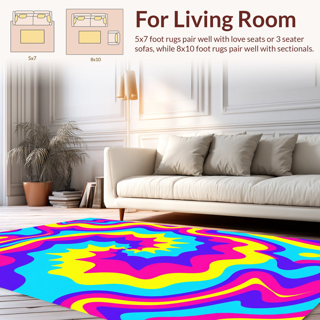 Vibrant Swirling Psychedelic Pattern Rug
