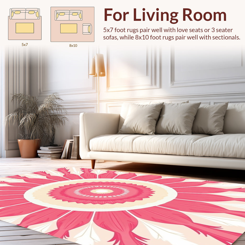 Pink Floral Mandala Pattern Design Rug