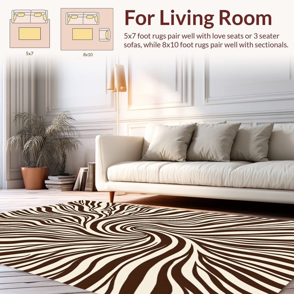 Abstract Swirl Zebra Pattern Rug