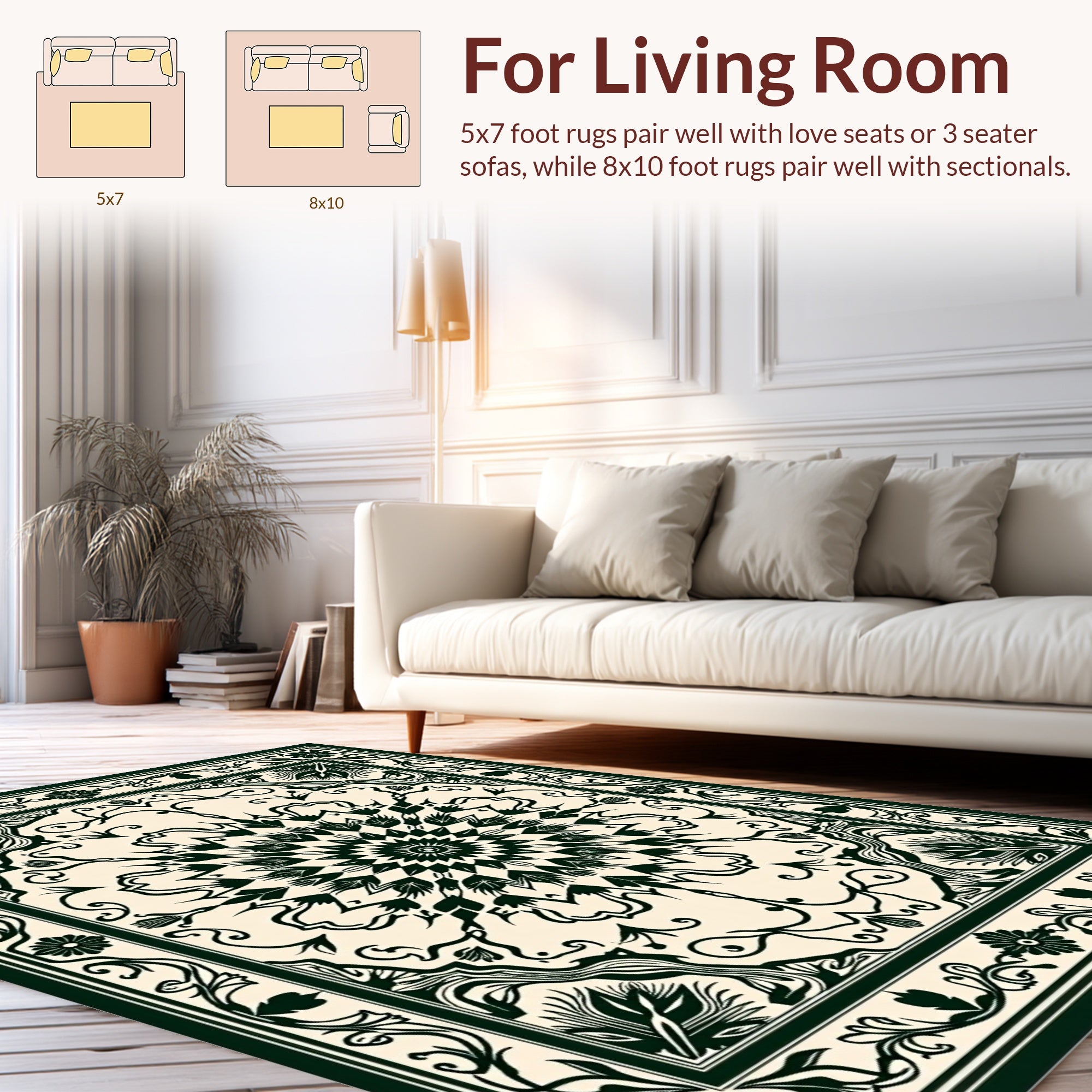 Ornate Medallion With Floral Border Design Rug