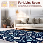 Classic Floral Pattern on Navy Rug