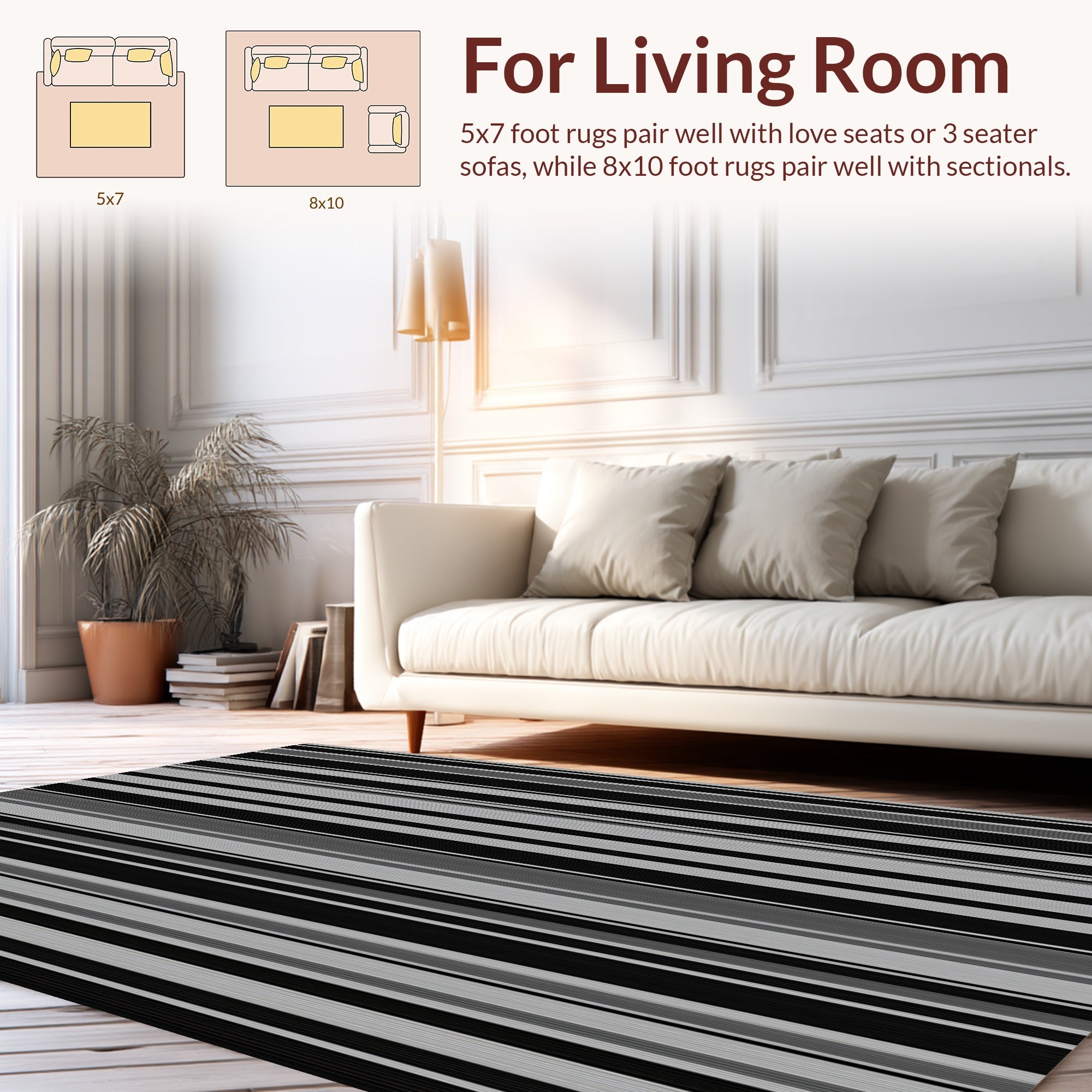 Monochromatic Vertical Stripe Pattern Rug