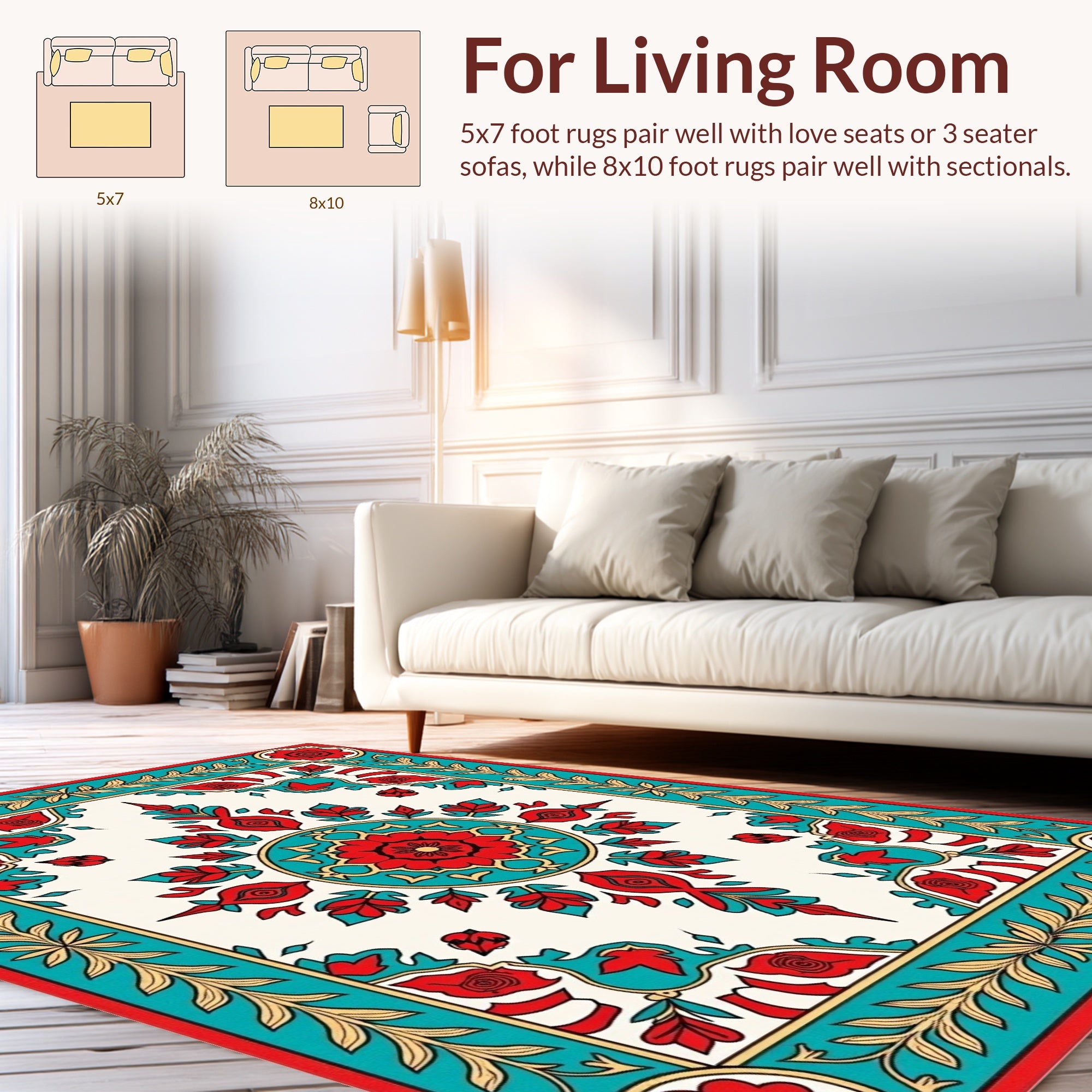 Rich Floral Medallion Red Teal Rug