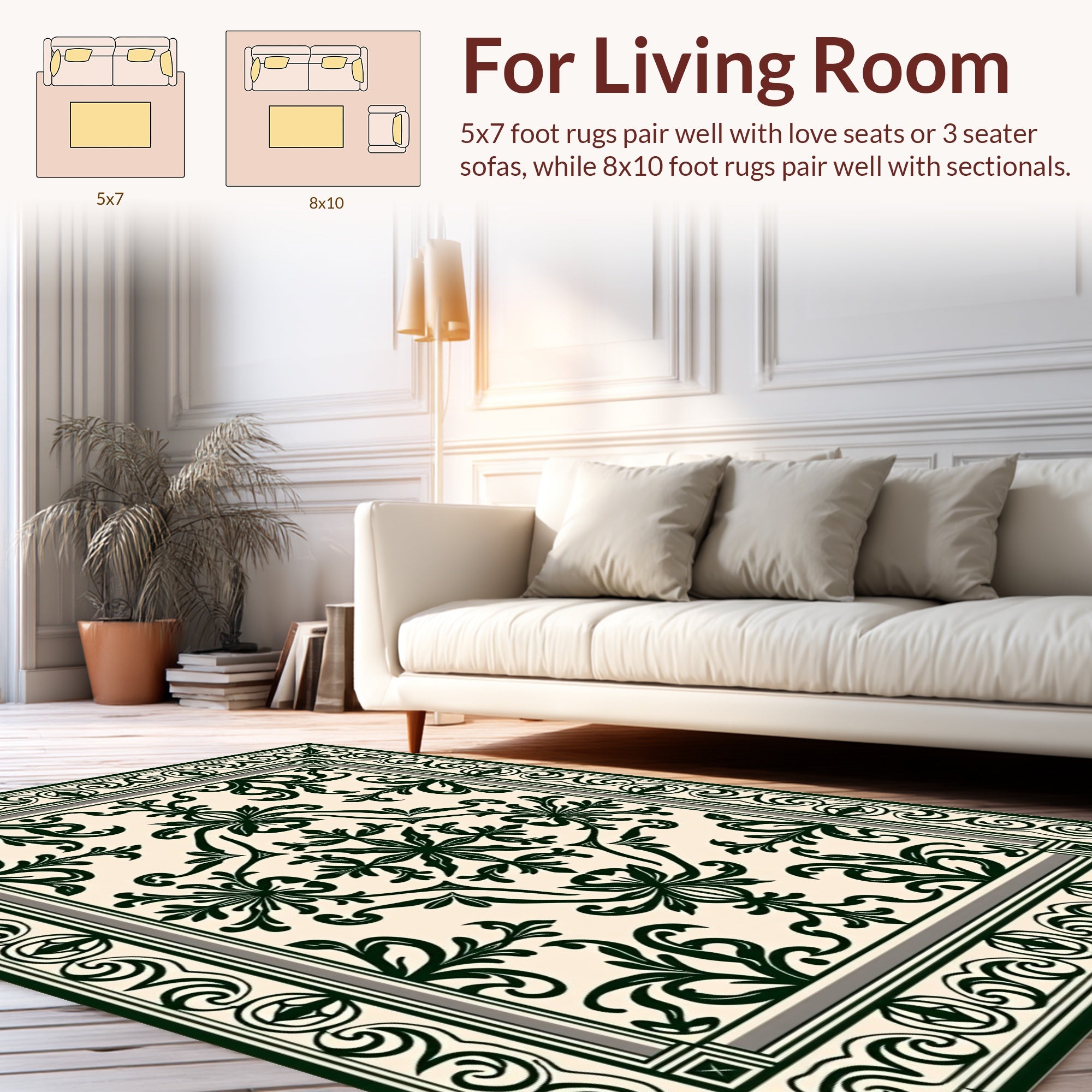 Intricate Floral Medallion Scrollwork Design Rug