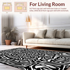 Bold Black White Swirling Abstract Pattern Rug