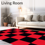 Bold Red Black Checkerboard Squares Rug