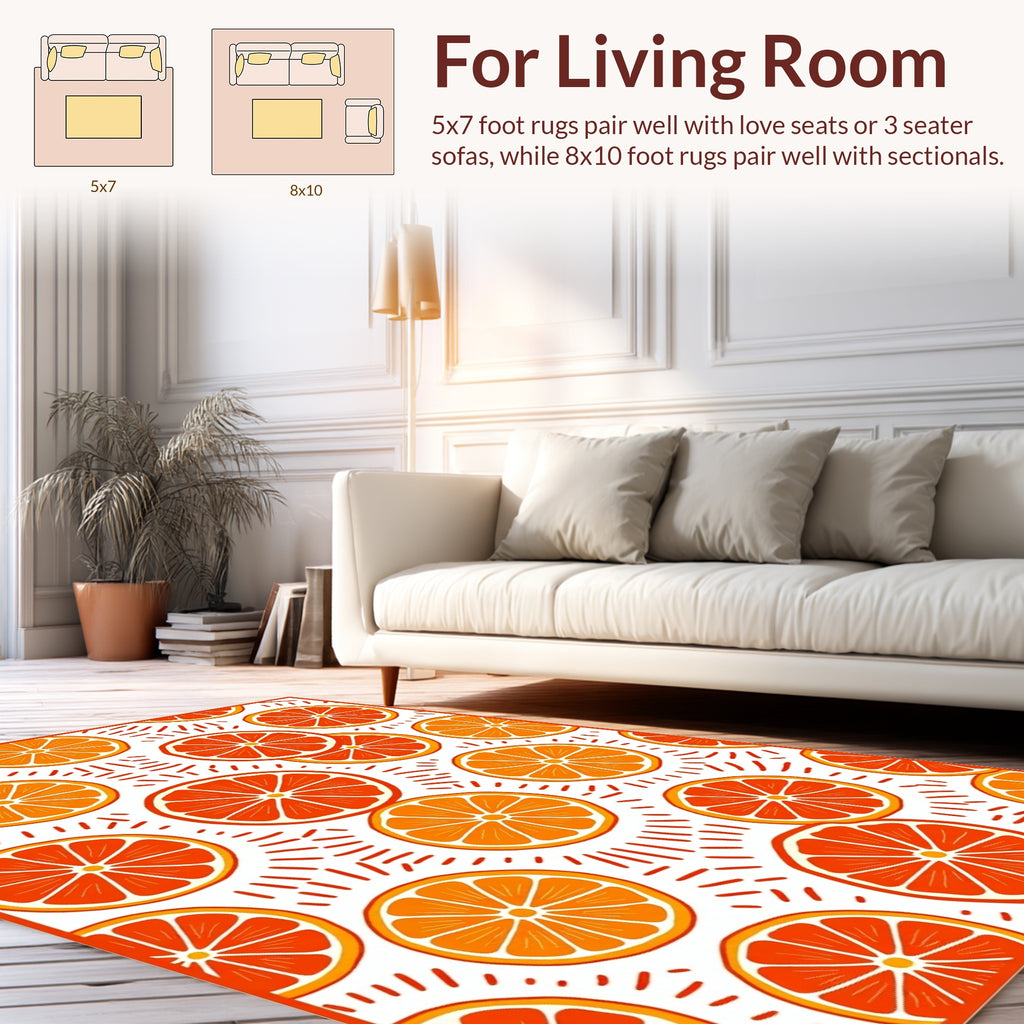 Orange Citrus Slice Pattern Design Rug