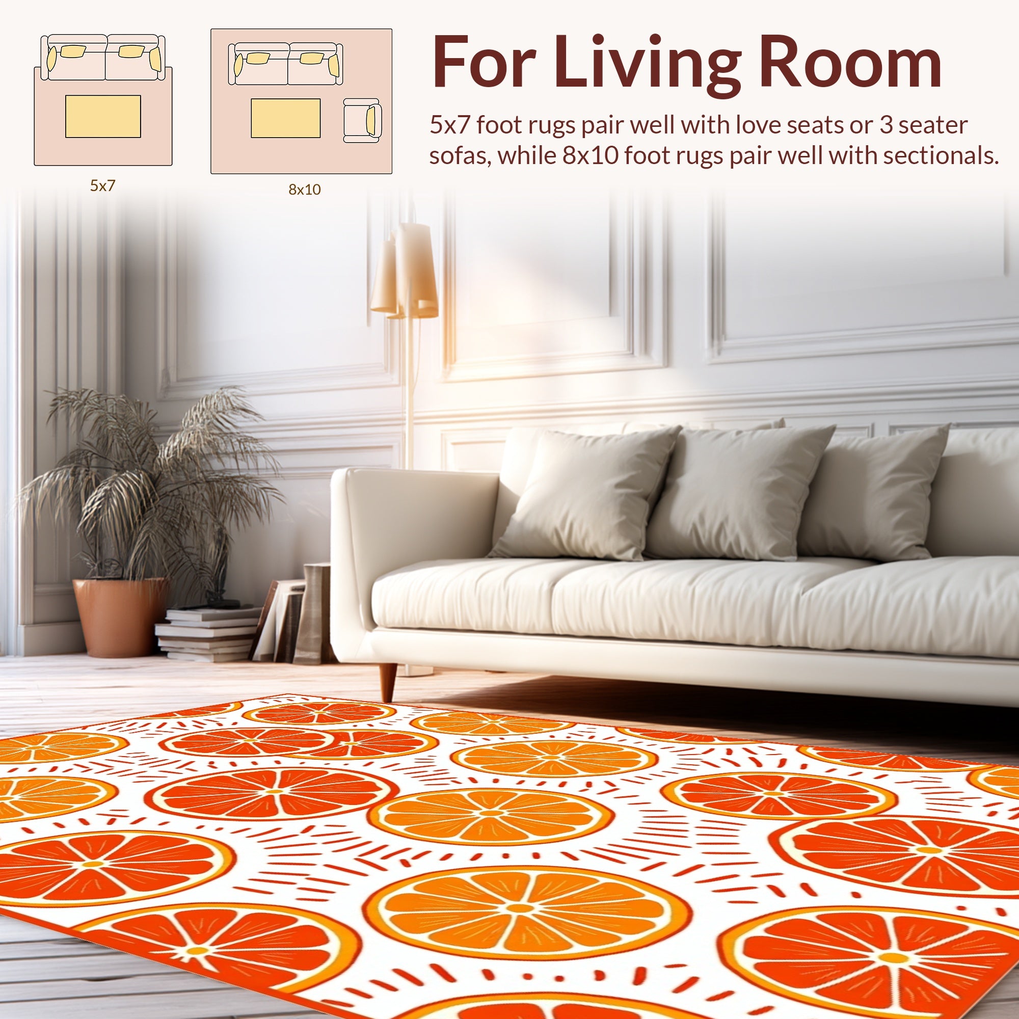 Orange Citrus Slice Pattern Design Rug