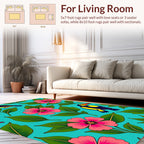 Colorful Toucan Flower Leaf Pattern Rug