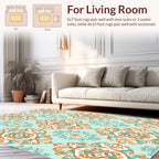 Vintage Ornamental Teal Orange Pattern Rug