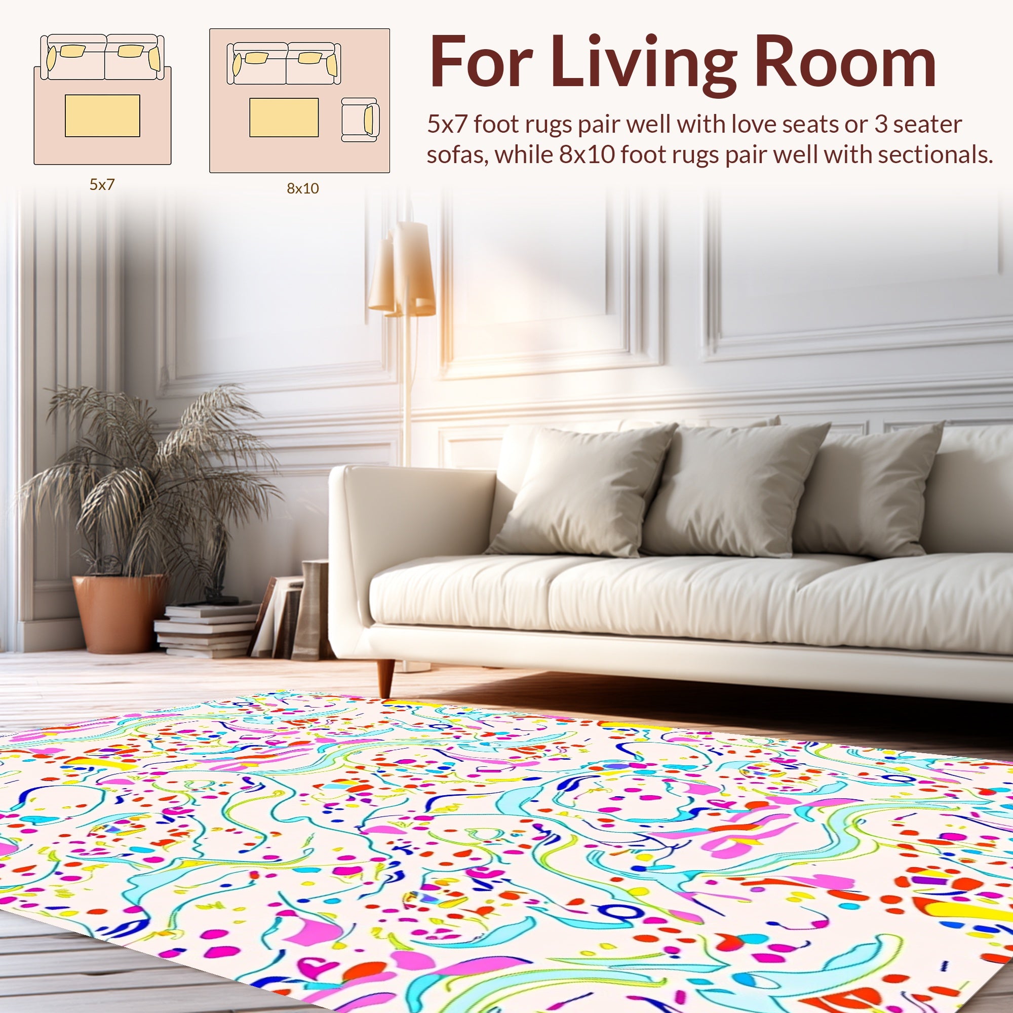 Playful Abstract Swirls Pattern Rug
