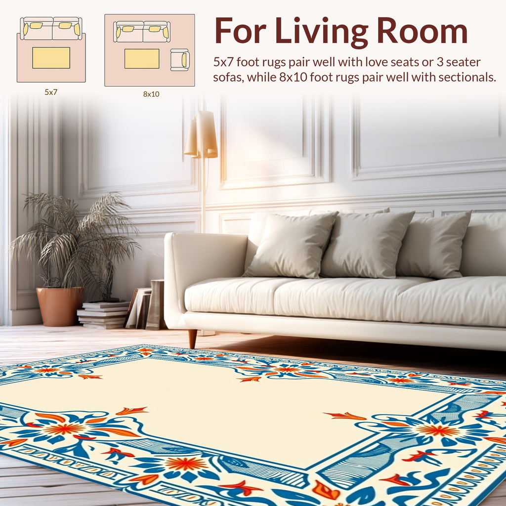 Classic Floral Border Design Rug