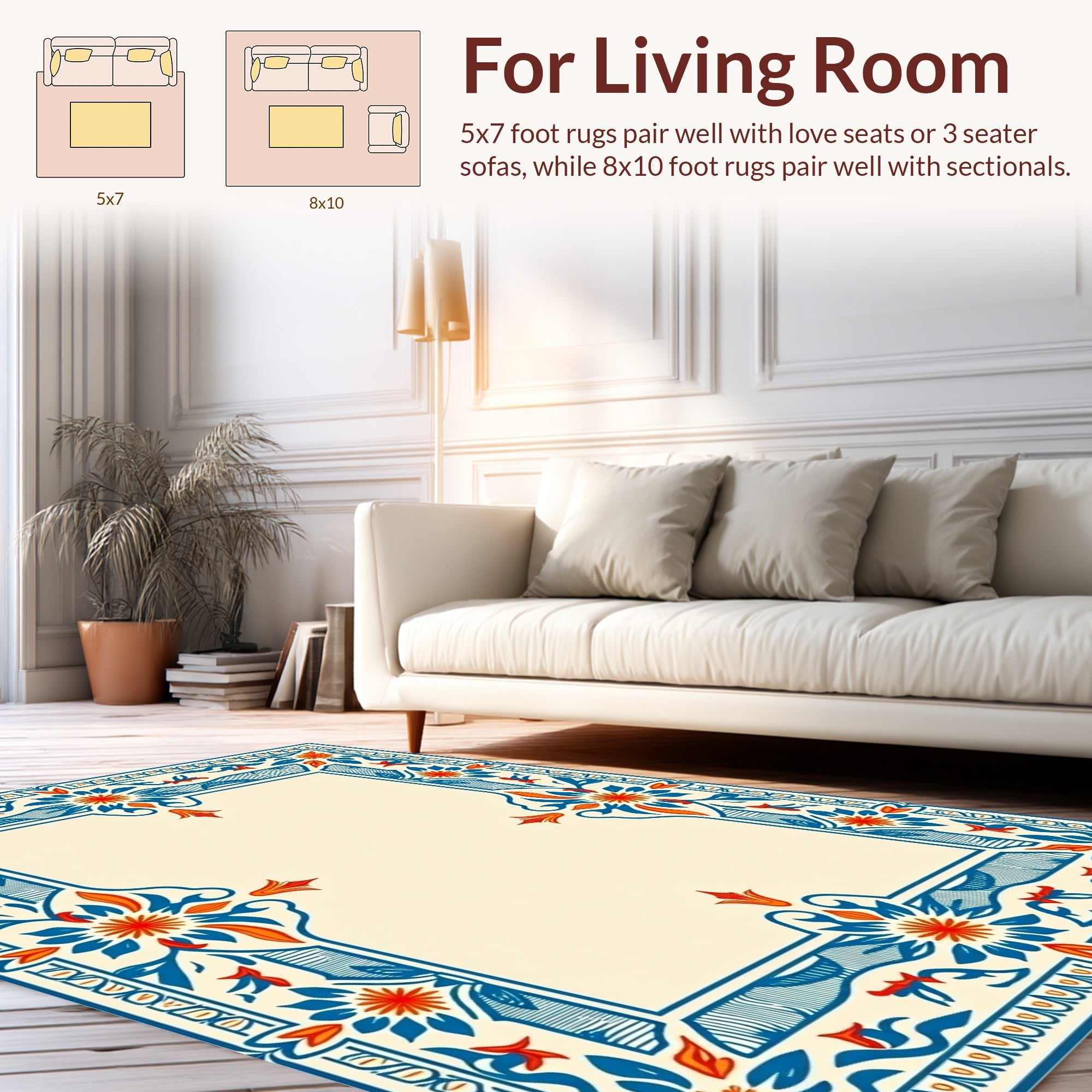 Classic Floral Border Design Rug