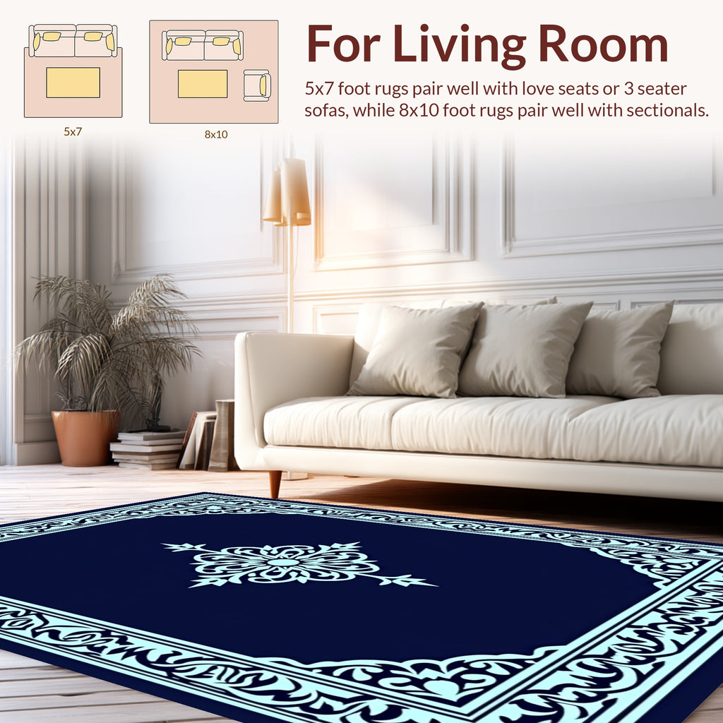 Intricate Floral Border Medallion Design Rug