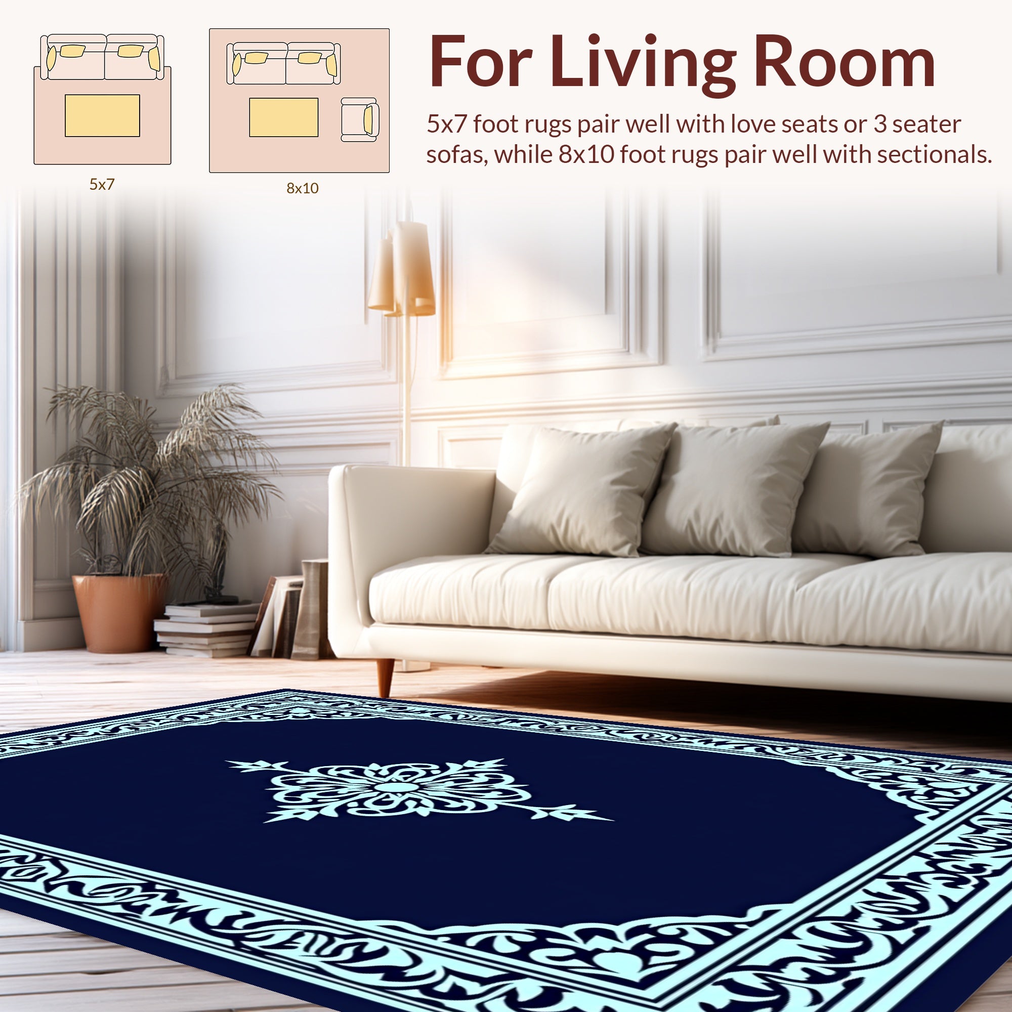 Intricate Floral Border Medallion Design Rug