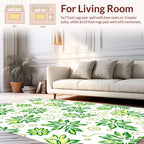 Leafy Swirls Green Floral Design Rug