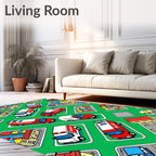 Isometric City Village Emergency Vehicles Rug