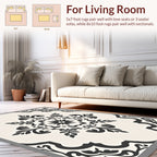 Monochromatic Ornate Floral Mandala Pattern Rug