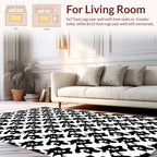 Sharp Black Geometric Repeat Pattern Rug