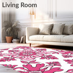 Chic Fuchsia Floral Damask Artwork Rug