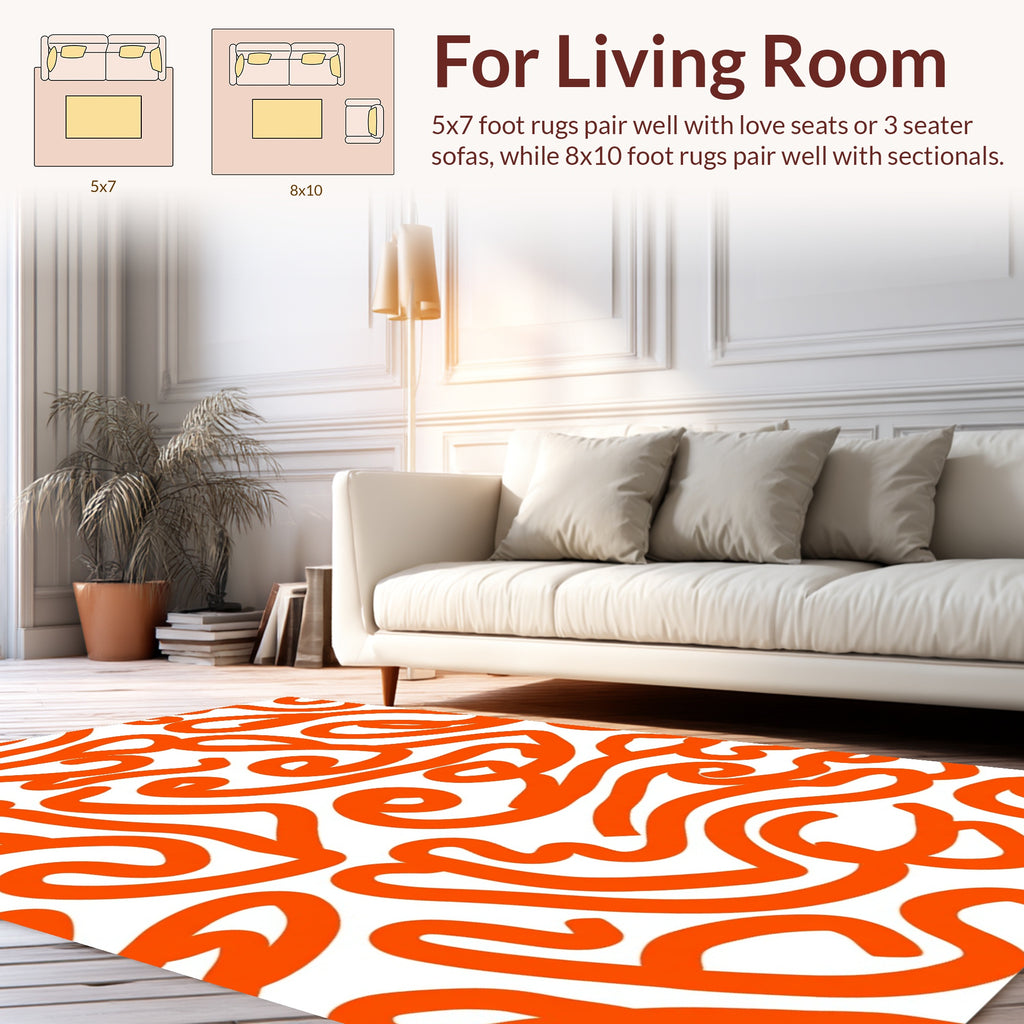 Orange Swirl Abstract Pattern Rug