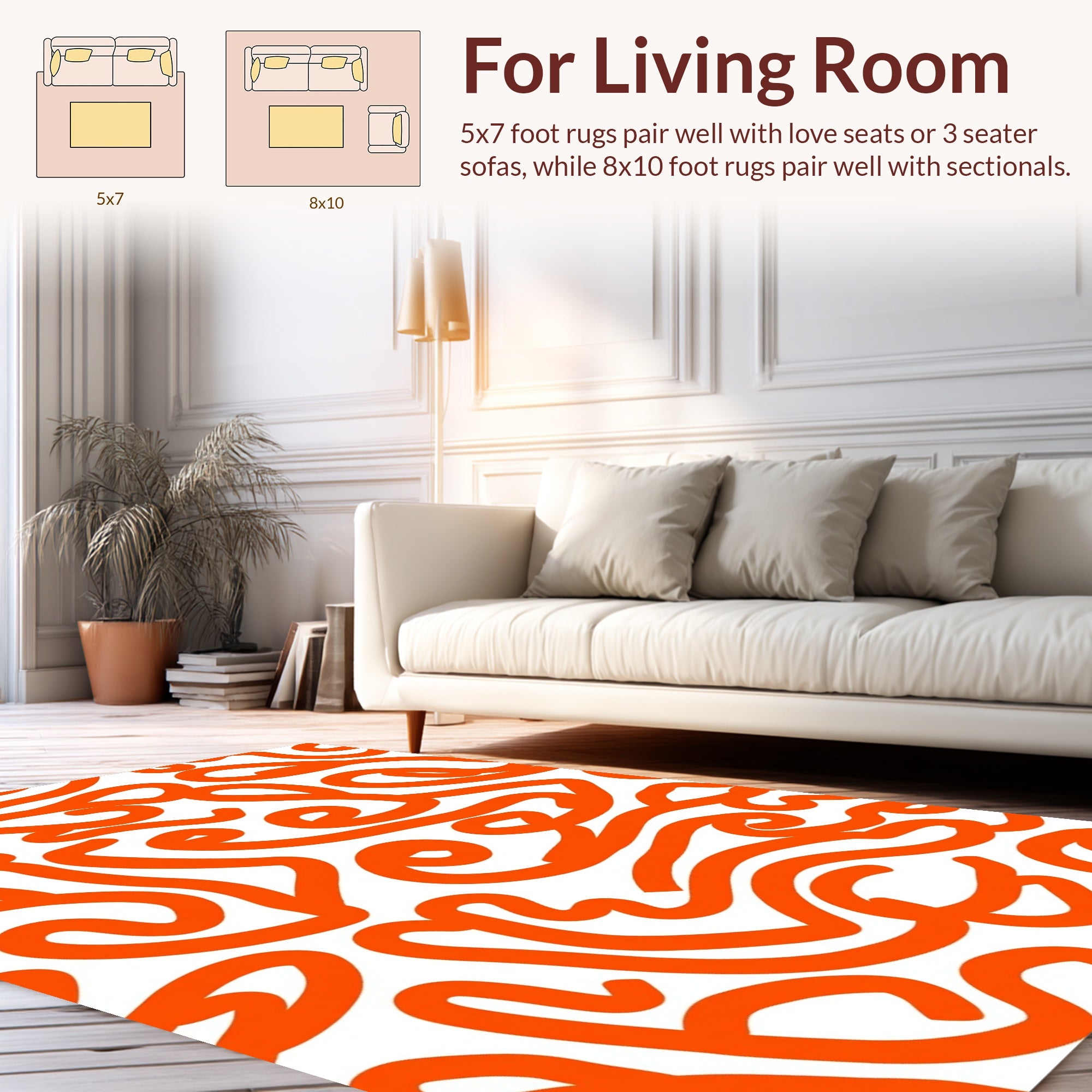 Orange Swirl Abstract Pattern Rug