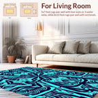 Symmetric Cyan Abstract Pattern Design Rug
