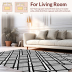 Geometric Black White Line Pattern Rug