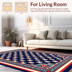 Classic Blue Red Cream Floral Pattern Rug
