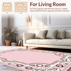 Art Nouveau Floral Pink Cream Rug