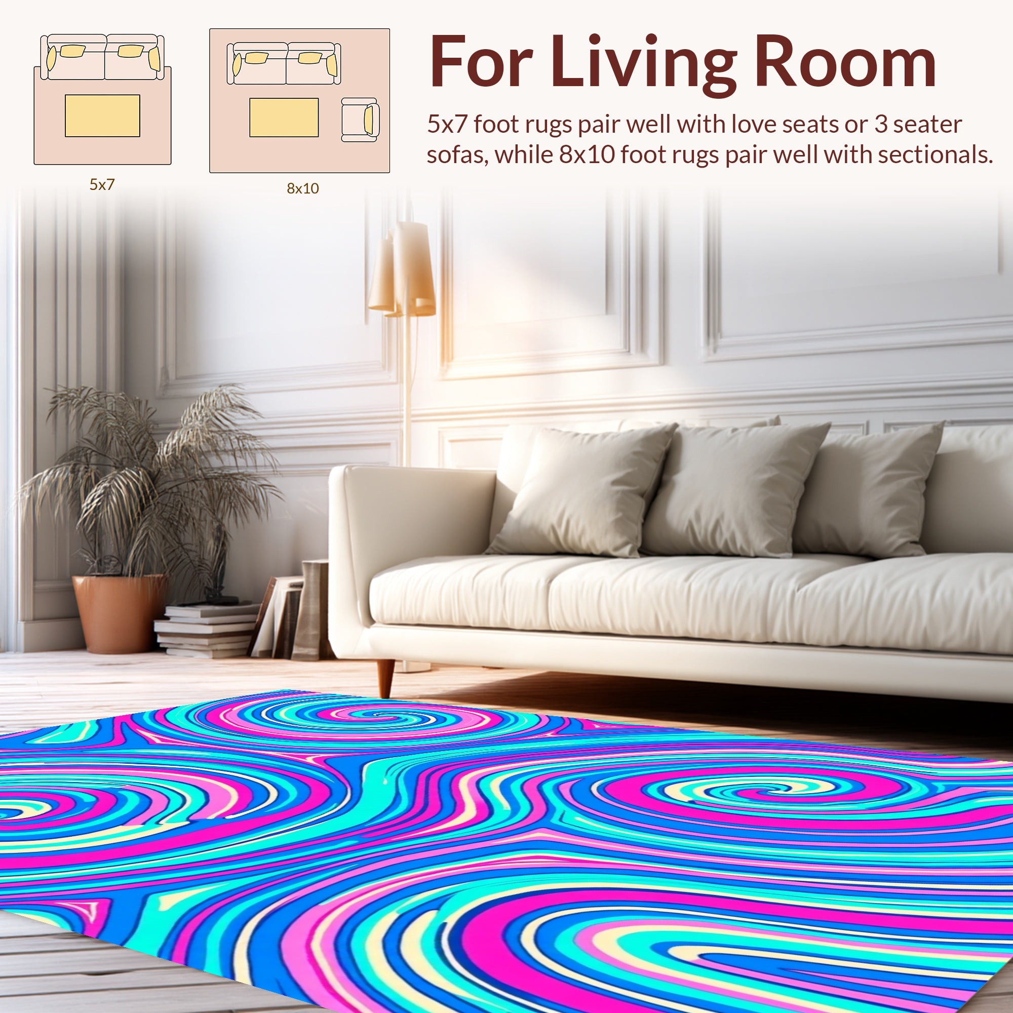 Vibrant Swirl Boho Pattern Rug