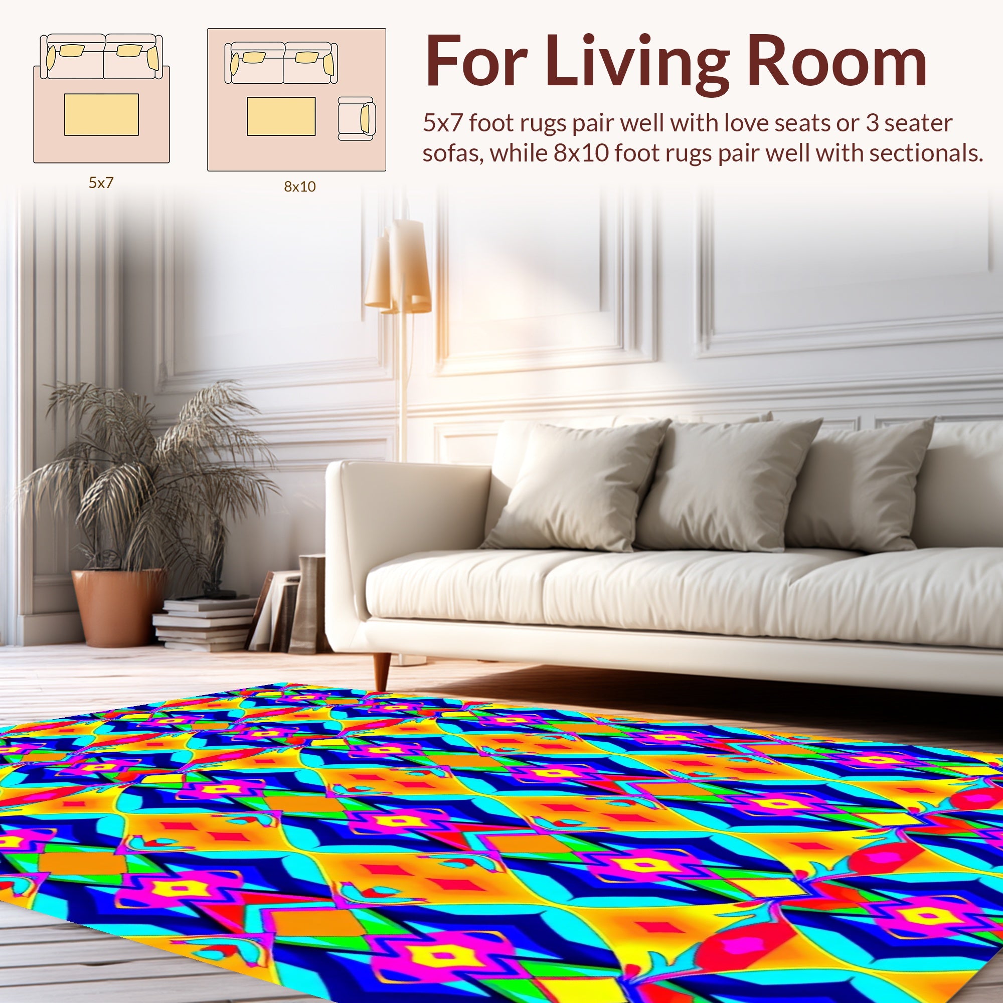 Vivid Geometric Diamond Pattern Design Rug