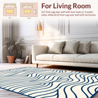 Abstract Navy Wave Pattern Rug