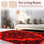 Bold Red Black Ornate Pattern Rug
