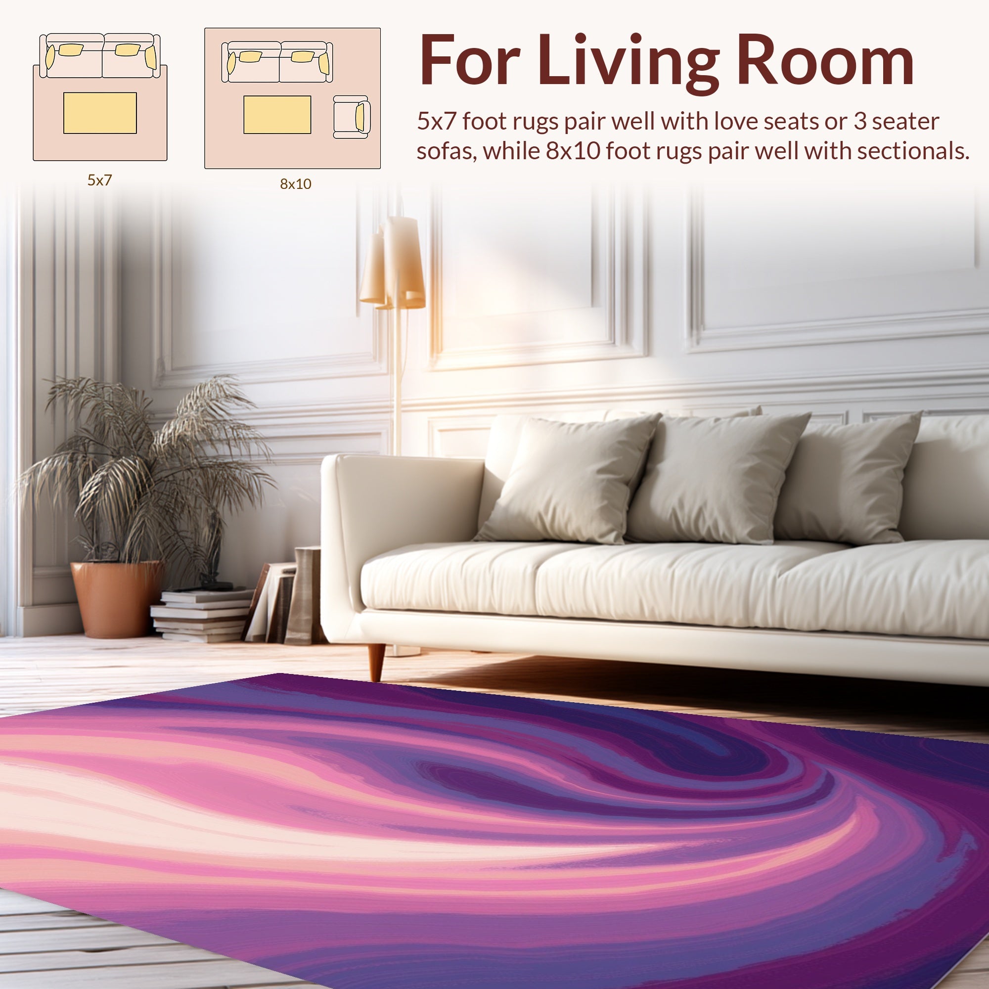 Abstract Swirls Pink Purple Rug