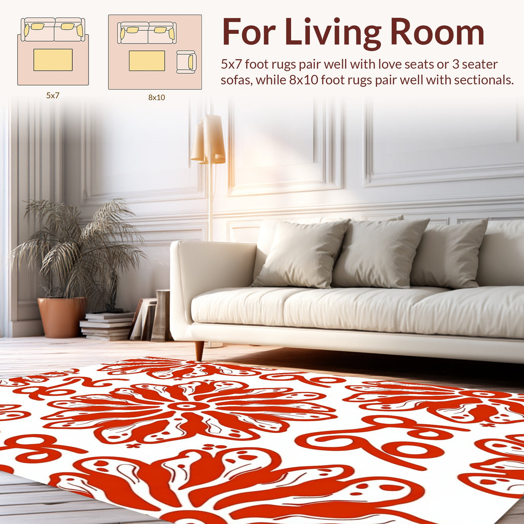 Bold Floral Swirl Pattern Rug