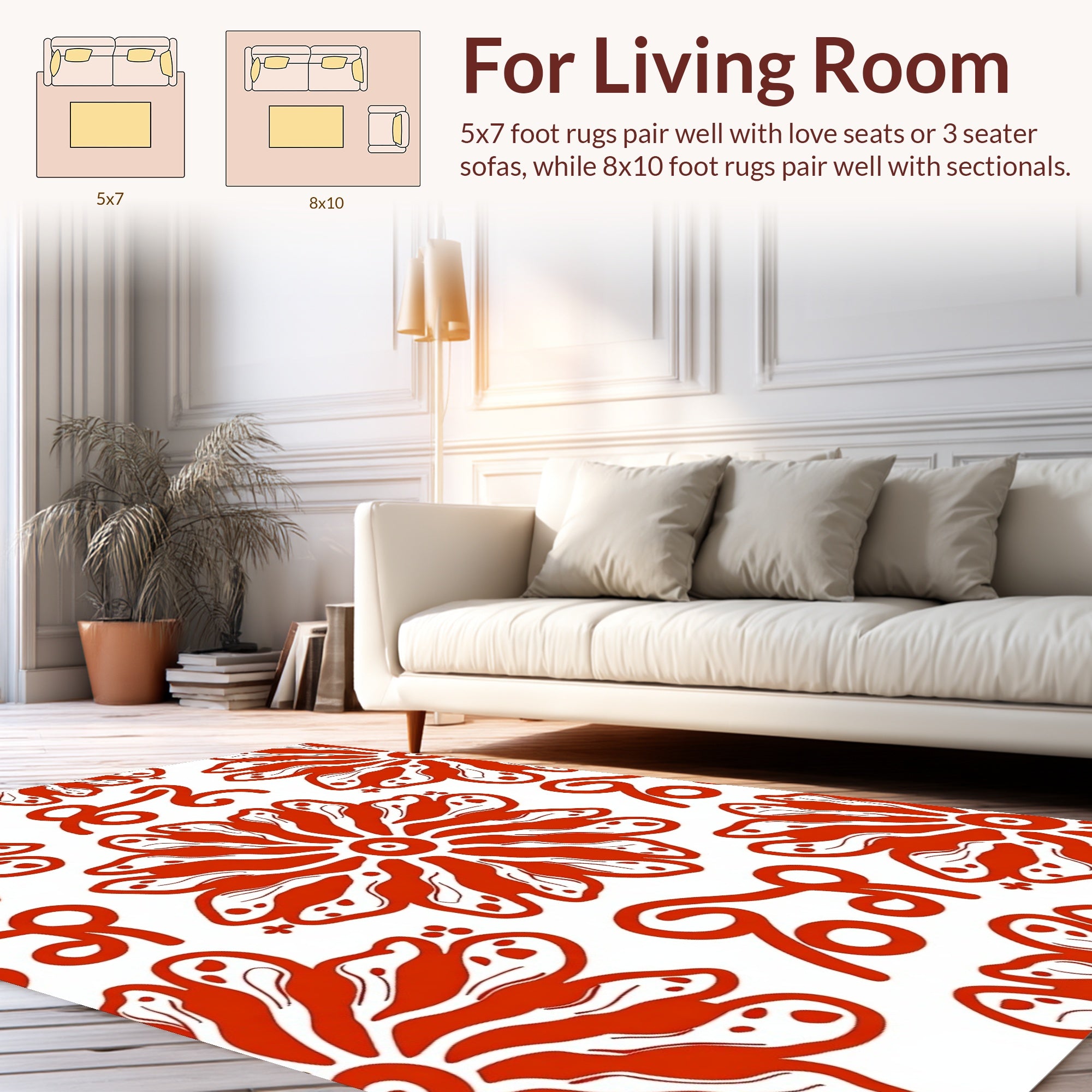 Bold Floral Swirl Pattern Rug