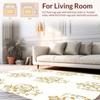 Elegant Gold Crested Floral Design Rug