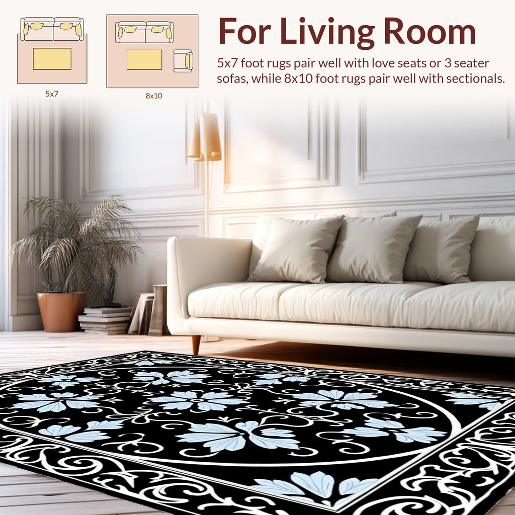 Ornate Floral Scroll Work Rug