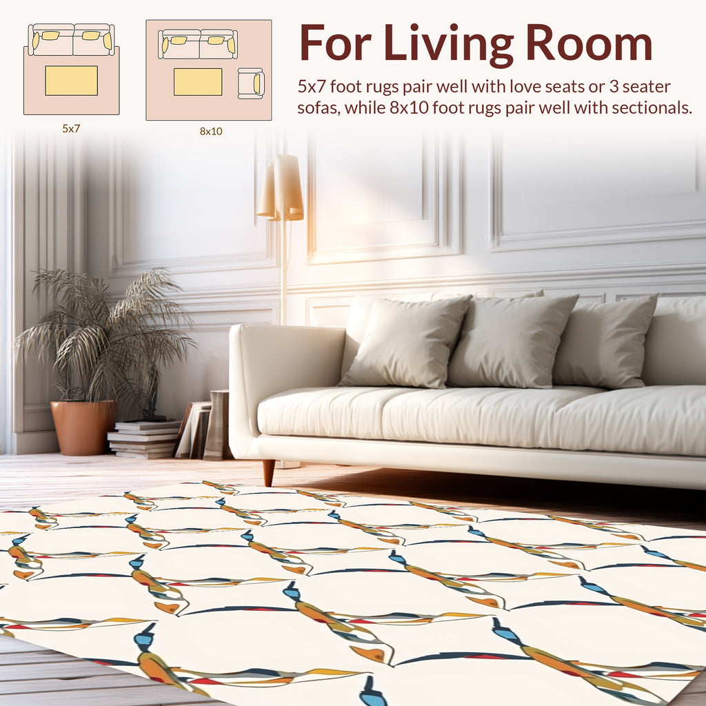 Abstract Intersecting Lines Colorful Design Rug